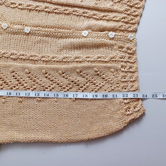 Handmade Yellow Mixed-knit Short Sleeve Cardigan - Picture 11 of 14